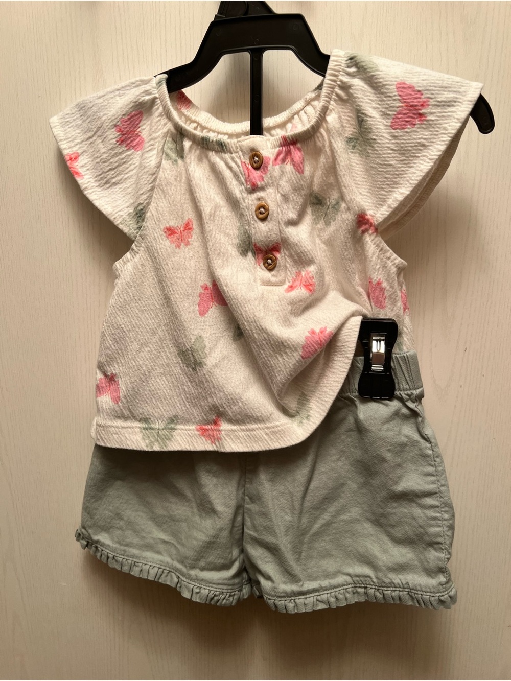 Girls Butterfly Print Flutter Sleeve Tank & Shorts Set
